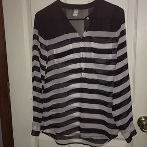 Sheer striped long sleeve shirt